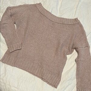 Aerie Tan Off-the-Shoulder Sweater